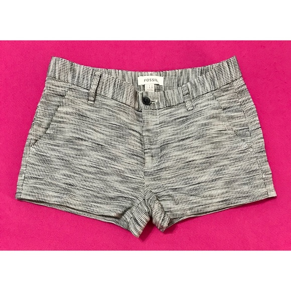 Fossil Pants - FOSSIL Black White Textured Mini Shorts
